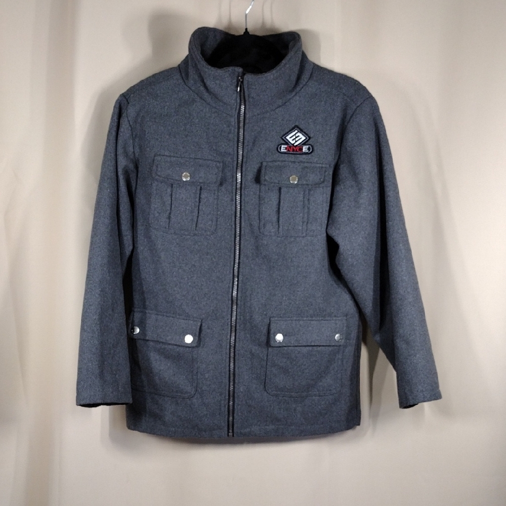Enyce New York Y2K Streetwear Casual Outdoor Winter Warm Gray Zip-Up Jacket
